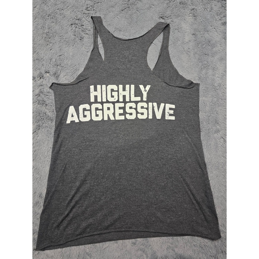 LiveSore Highly Aggressive Racerback Tank Top Gray Medium Workout Graphic Tee